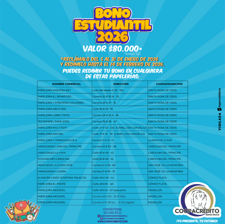 🎒📚 ¡Atención beneficiarios del Bono Estudiantil COOPACRÉDITO!